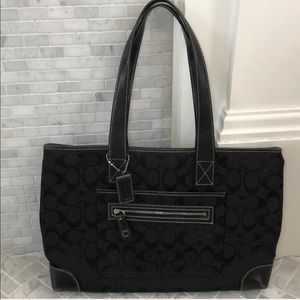 COACH Signature Monogram Slim Tote- Black